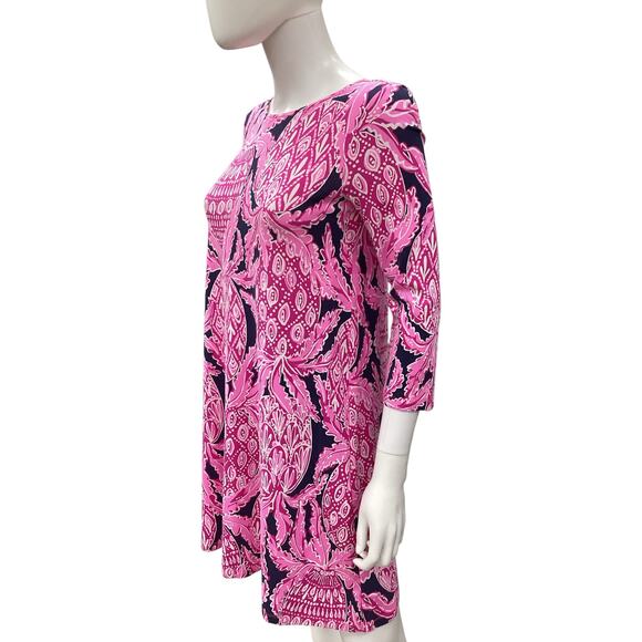 Lilly Pulitzer Dress Women’s Size S Stretchy 3/4 Sleeve Back With Cut Outs Pink - Picture 2 of 5
